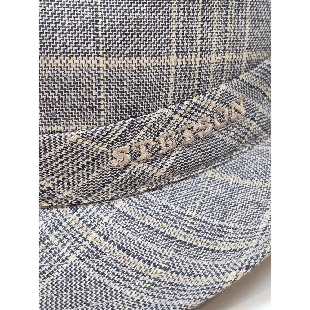 Stetson Fedora Hat Cap Fitted Men's M Gray Plaid Linen Lined Summer Casual - Picture 3 of 10